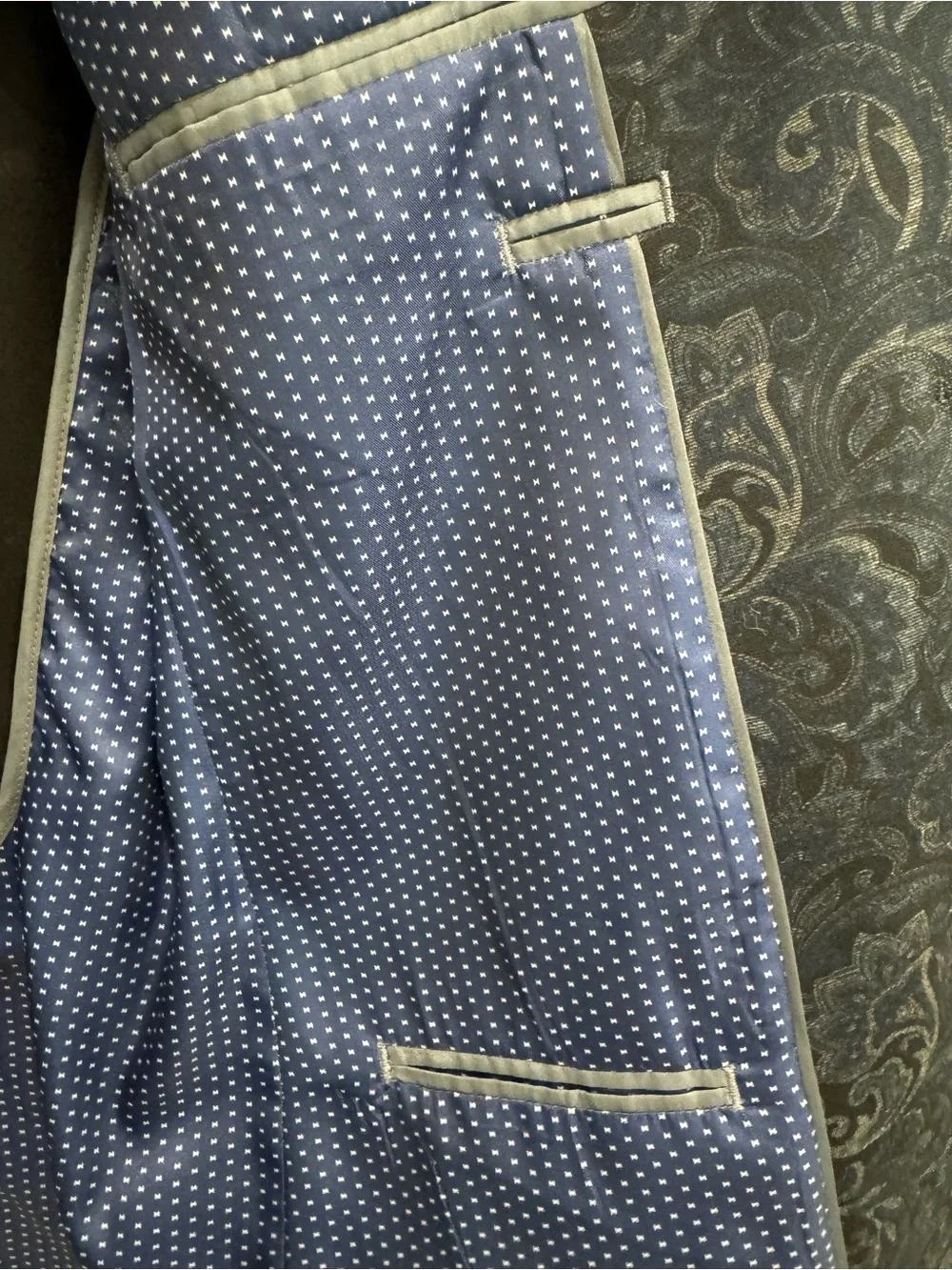 U.S. Polo Assn. Men’s 40R Paisley Knit Sport Coat Blazer Blue Stretch 2 Button